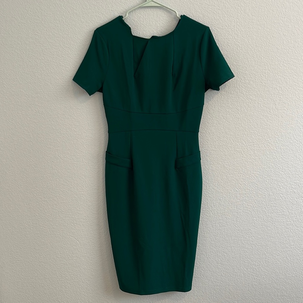 Emerald green short sleeve dress - Alisize - size M